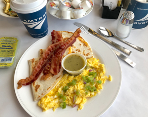 Amtrak-cheese-quesadillas-eggs-tomatillo-sauce